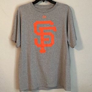 MAGESTIC S F (San Francisco) GIANTS Grey and orange T shirt with Raised Print